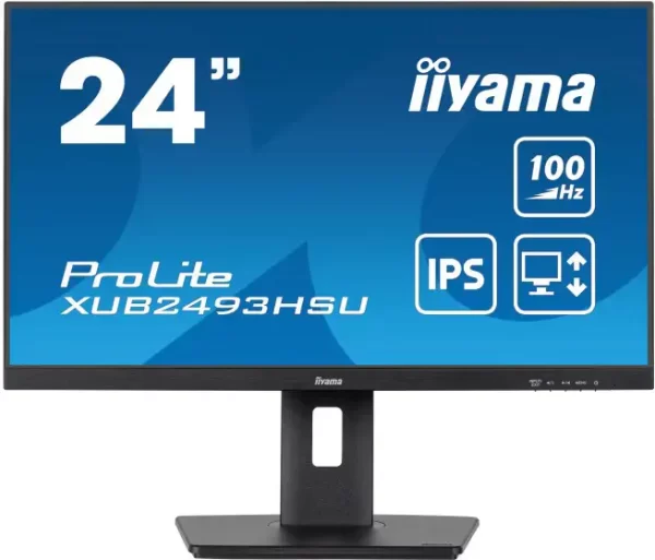 IIYAMA 24" XUB2493HSU-B7 FHD (1920x1080) IPS, Pivot, 100Hz, 1ms, 300 cd/m2, 1300:1, HDMI/DP, 2×USB-A, zvučnici, crni - Slika 3
