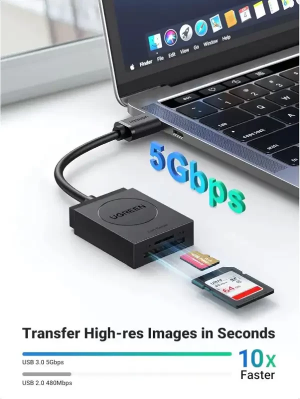 UGREEN čitač memorijskih kartica USB 3.0, TF/SD, 15cm, crni - Slika 4