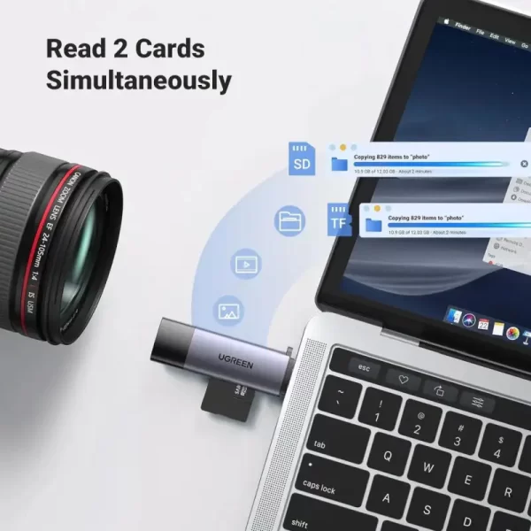 UGREEN čitač memorijskih kartica, TF/microSD/SD kartice, USB-C/USB-A - Slika 7