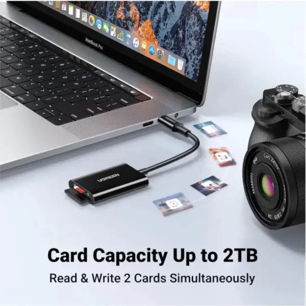 UGREEN čitač memorijskih kartica, TF/SD/MicroSD kartice, USB-C, 15cm, crni - Slika 2