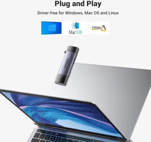 UGREEN čitač memorijskih kartica, TF/microSD/SD kartice, USB-C/USB-A - Slika 4