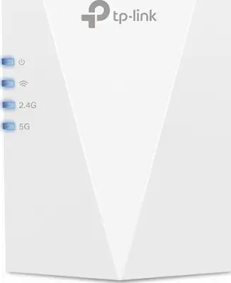 TP Link AX1800 Wi-Fi 6 Range Extender, 2.4GHz and 5GHz, 1 Gigabit Ethernet Port, 574 Mbps at 2.4GHz, 1201 Mbps at 5GHz, WPS Button, Reset Button, 2 Internal Antennas, RE600X