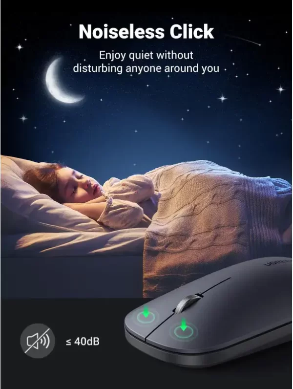 UGREEN SILENT bežični miš, 4000 DPI, USB, sivi - Slika 2