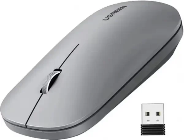 UGREEN SILENT bežični miš, 4000 DPI, USB, sivi
