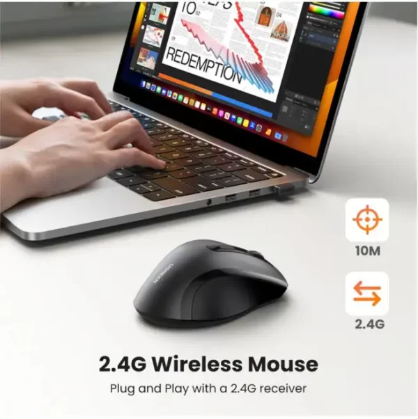 UGREEN bežični miš, 1600 DPI, USB, crni - Slika 11