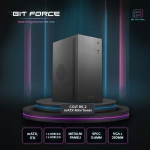 Bit Force COLT BS-2 Mini Tower mATX kućište bez napajanja, crno