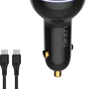 AUTO PUNJAČ 2u1 LDNIO C102 BRZI 2xTIPC + USB 160W + KABEL TIP C NA TIP C CRNI