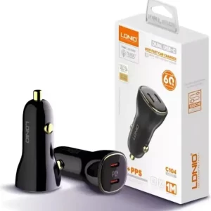 AUTO PUNJAČ 2u1 LDNIO C104 BRZI DUAL TIP C 60W + KABEL TIP C NA TIP C