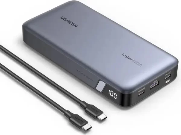 UGREEN prijenosni punjač (Powerbank) 25000mAh, 145W brzo punjenje, 2×USB-C+1×USB-A, PD 3.0+QC 3.0, sivi