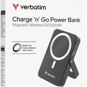 Verbatim Charge ‘n’ Go 10000mAh Powerbank with Stand Magnetic Wireless 15/20W, crni