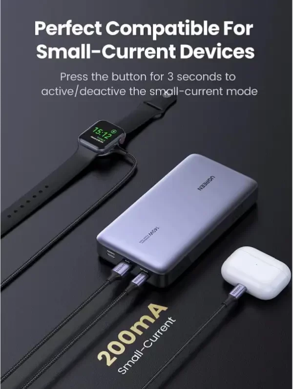 UGREEN prijenosni punjač (Powerbank) 25000mAh, 145W brzo punjenje, 2×USB-C+1×USB-A, PD 3.0+QC 3.0, sivi - Slika 2