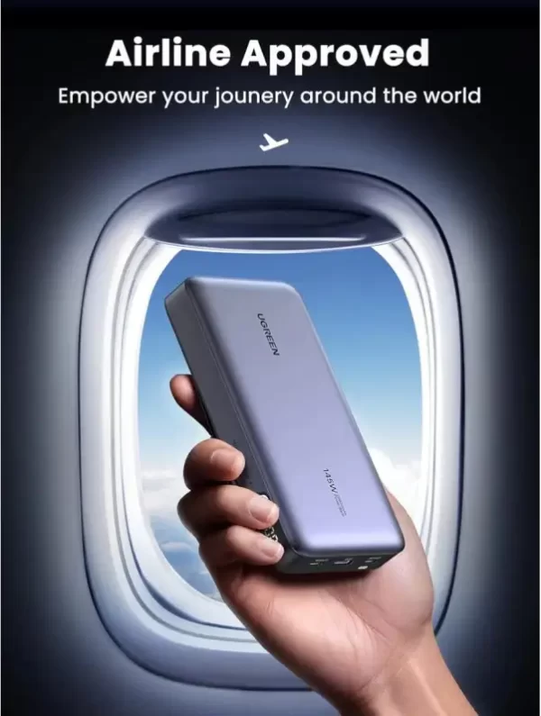 UGREEN prijenosni punjač (Powerbank) 25000mAh, 145W brzo punjenje, 2×USB-C+1×USB-A, PD 3.0+QC 3.0, sivi - Slika 5