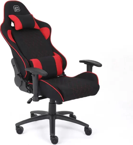 Bit Force KHAN F-2D igraća stolica s potpornim jastučićima, tkanina, 2D naslon za ruke, nosivost 150kg, crno/crvena