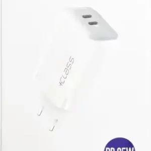 KUĆNI PUNJAČ +CLASS TIP C DUAL PD 65W GAN BRZI 220V BIJELI