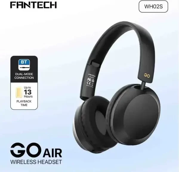BLUETOOTH STEREO SLUŠALICE FANTECH BT5.4 3,5mm + TIP C GO AIR WH02S CRNE