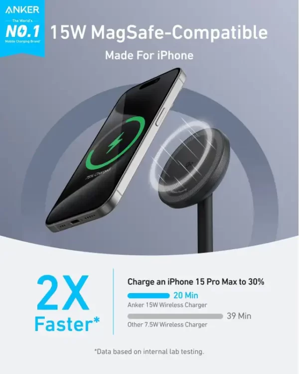 Anker MagGo stalak za bežično punjenje, 15W, crni (A25X1H11) - Slika 4