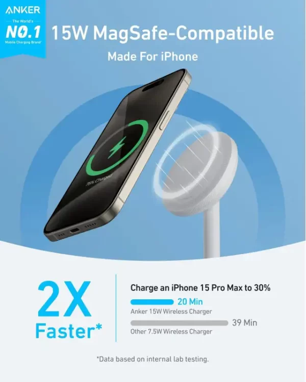 Anker MagGo stalak za bežično punjenje, 15W, bijeli (A25X1H21) - Slika 4