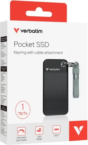 Verbatim Pocket 1TB SSD vanjski disk, USB 3.2 Gen2, Black/Grey