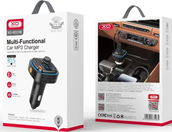 FM TRANSMITER XO + AUTO PUNJAČ SMART BLUETOOTH MP3 5V 3.1A BCC08 CRNI - Slika 5