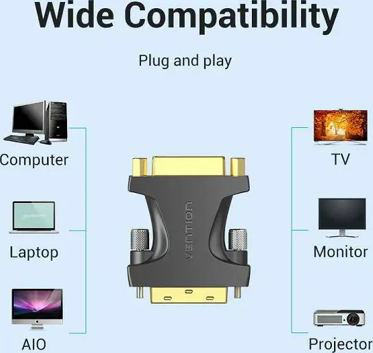 ADAPTER DVI MUŠKI NA DVI ŽENSKI VENTION ECGB0 CRNI