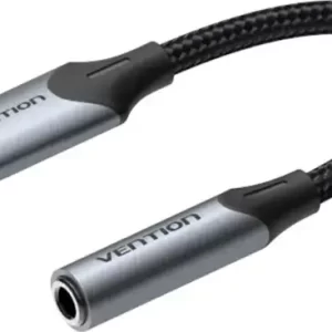 ADAPTER AUDIO TIP C MUŠKI NA 3.5 mm ŽENSKI VENTION 0.1 m PLETENI BGJHA CRNI