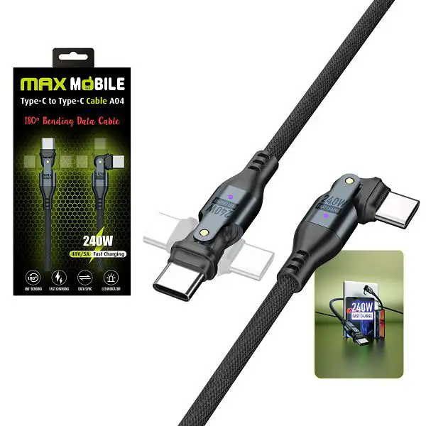 MAXMOBILE DATA KABEL TYPE C-TYPE C A04 BLACK QC 240W,Dual rotate,1.2m