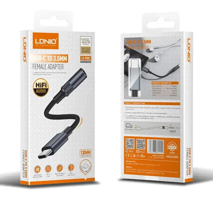 ADAPTER LDNIO LSY80C USB TIP C NA 3,5 mm BIJELI