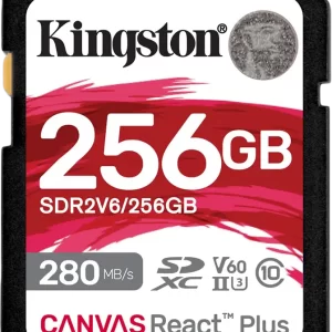 Kingston 256GB SDXC Canvas React Plus SDXC UHS-II 280R/150W U3 V60
