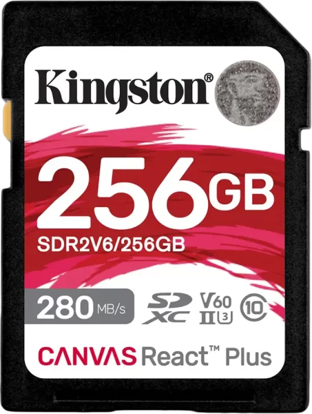 Kingston 256GB SDXC Canvas React Plus SDXC UHS-II 280R/150W U3 V60