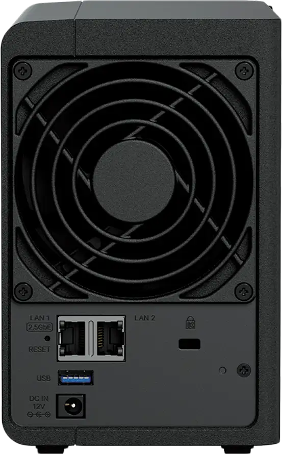 Synology DS225+, Tower, 2-bays 3.5'' SATA HDD/SSD, CPU Inte Celeron J4125 4-core (4-thread) 2.0 GHz, burst up to 2.7 GHz, 2 GB DDR4 non-ECC (expandable up to 6 GB), 1xRJ-45 1GbE LAN, 1xRJ-45 2.5 GbE L - Slika 2