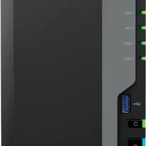 Synology DS225+, Tower, 2-bays 3.5'' SATA HDD/SSD, CPU Inte Celeron J4125 4-core (4-thread) 2.0 GHz, burst up to 2.7 GHz, 2 GB DDR4 non-ECC (expandable up to 6 GB), 1xRJ-45 1GbE LAN, 1xRJ-45 2.5 GbE L