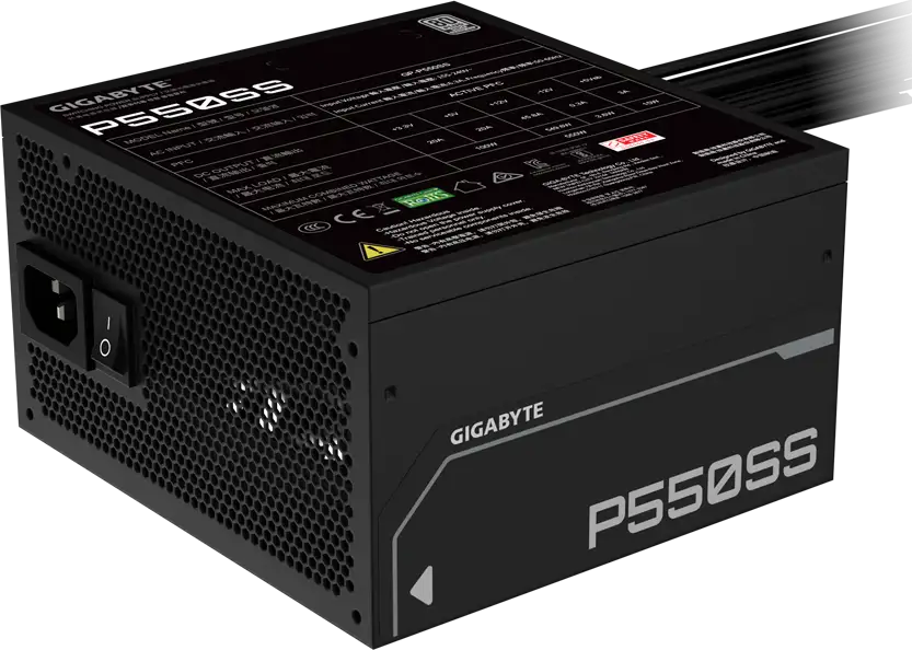 GIGABYTE PSU GP-P550SS, 550W 80Plus Silver, 230V EU, ATX 3.0 (3.1), 120mm Fluid Dynamic Bearing fan, Active PFC, Flat cable, +12v Rail, OVP/OPP/SCP/UVP/OCP/OTP, Black - Slika 4