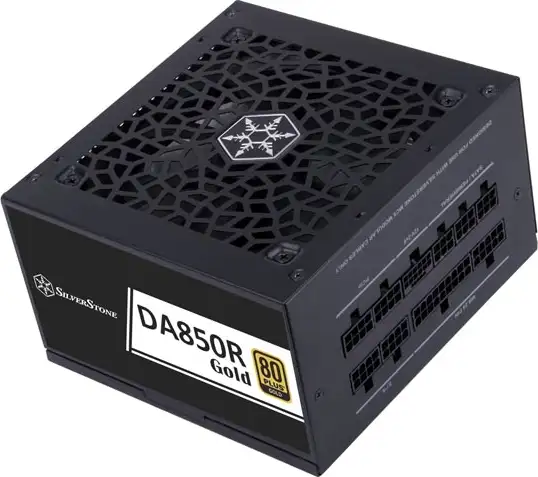 SilverStone PSU SST-DA850R-GMA, 850W 80Plus Gold ATX3.0/3.1 & PCIe 5, Fully Modular, Gen5 12V-2x6 PCIe connector, Silent running 120mm fan, Black