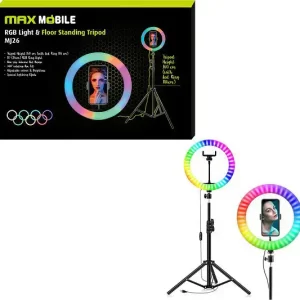MAXMOBILE DRŽAČ SELFIE RGB LED RING TRIPOD MJ26 10"