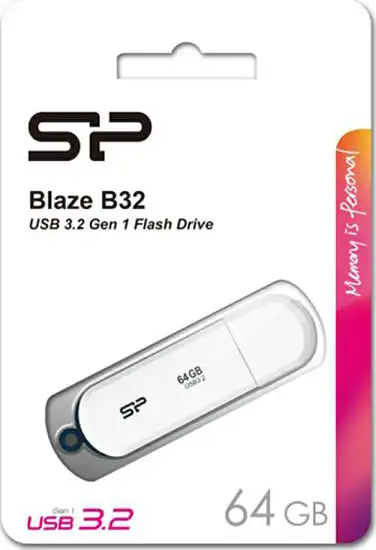 SP USB 3.2 FLASH DRIVE BLAZE B32 64GB WHITE