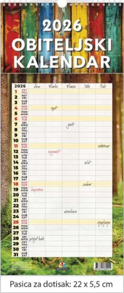 Kalendar "Obiteljski kalendar" 13 listova, spirala, 000012338