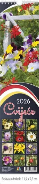 Kalendar "Cvijeće"- uski okomiti 13 listova, spirala, 000000587