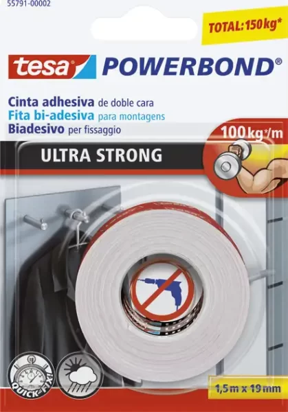 Traka ljepljiva obostrana 19 mm/1,5m spužvasta Ultrastrong Tesa 55791-00001-00