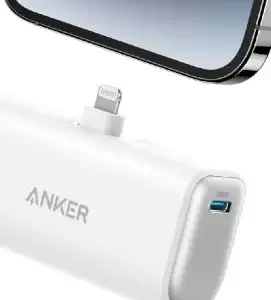 ANKER POWER BANK 5000MAH,12W BUILT-IN WITH LIGHTNING CONNECTOR: BIJELA-PRIJENOSNI PUNJAČ