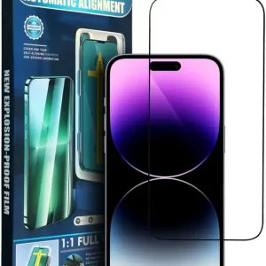 5D Full Glue Tempered Glass for iPhone 16 Pro / 17 / 17 Pro black + applicator
