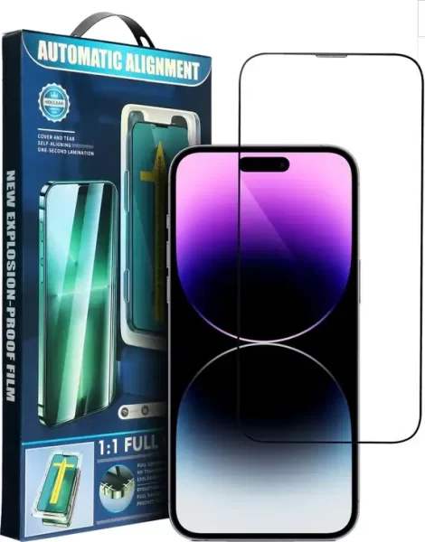 5D Full Glue Tempered Glass for iPhone 16 Pro Max / 17 Pro Max black + applicator