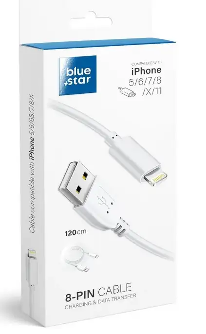 Kabal USB A to Lightning Blue Star Lite 3A 1,2 m bijeli