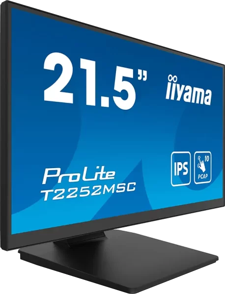 IIYAMA Monitor LED T2252MSC-B2AG 21.5" PCAP 10pt Touchscreen monitor featuring IPS panel technology, Edge-to-Edge glass design and Anti Glare coating HDMI DP USB HUB Tilt 3y