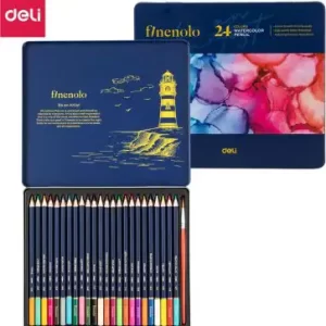 Umjetnički set za crtanje Deli Finenolo akvarelne olovke 24 kom u metalnoj kutiji EC129-24 100160345