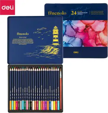 Umjetnički set za crtanje Deli Finenolo akvarelne olovke 24 kom u metalnoj kutiji EC129-24 100160345