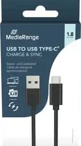MediaRange kabel USB-A na USB-C za punjenje i sinkronizaciju, USB 3.2 Gen 1×1 na USB Type-C®, 1.8m, MRCS182