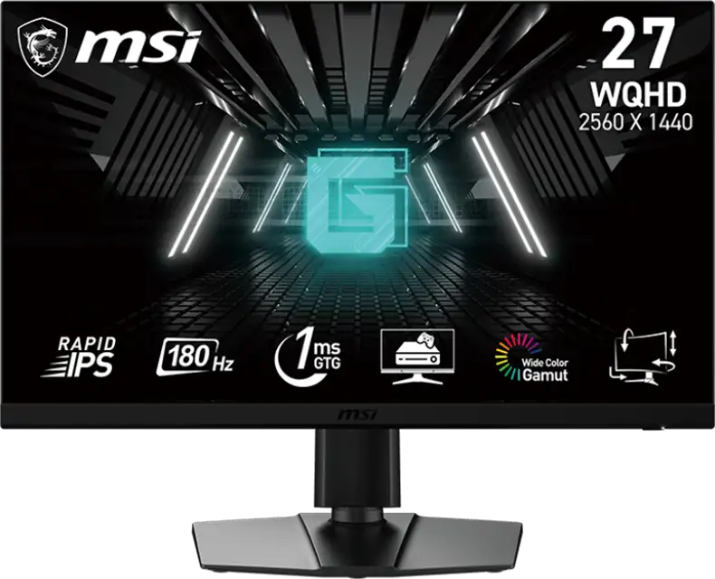 MSI G272QPF E2 Gaming Monitor, 27" 180Hz, WQHD (2560 x 1440), 16:9 Rapid IPS, 300NITS, CR 1200:1, 1ms (GtG), AMD FreeSync, HDR Ready, 1x DP, 2x HDMI, VESA 100x100