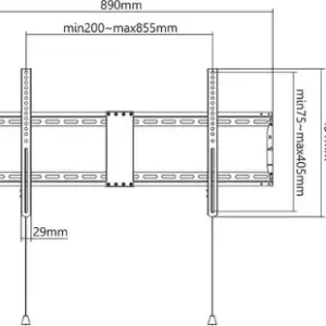 Manhattan TV nosač zidni 43"-100" do 70kg, crni