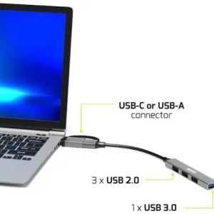 Port HUB USB-C/A 4 porta 480 Mbps SLIM