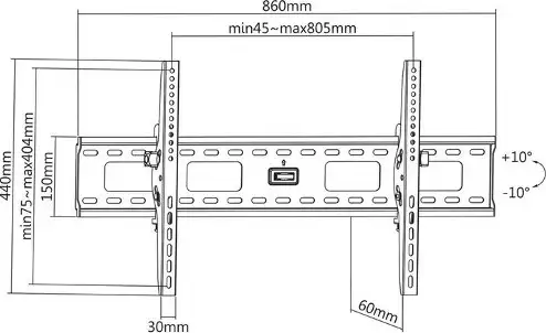 Manhattan TV nosač zidni 37"-86" do 75kg, crni